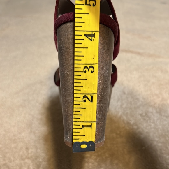 Hinge Wine Red Suede Corset Lace Up Platforms - Picture 4 of 4